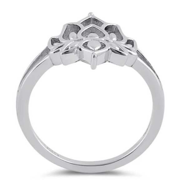 925 STERLING SILVER Lotus Flower Fashion Ring - Picture 15 of 16